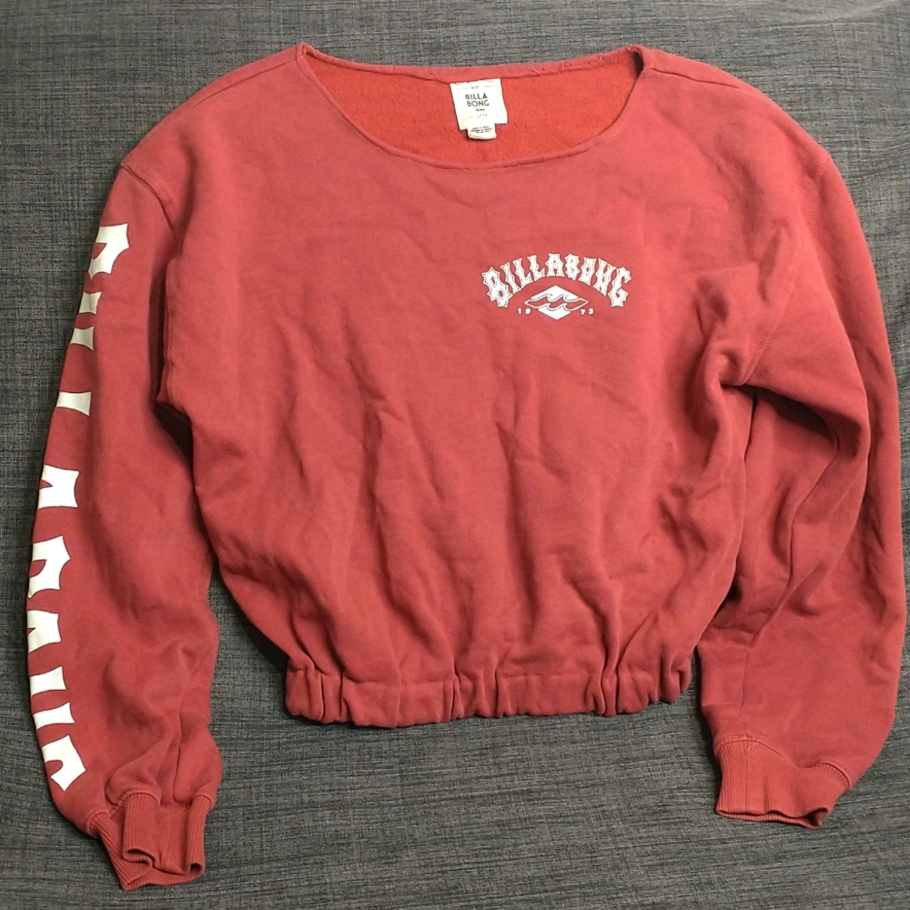 Billa Bong  Pullover Sweatshirt Womens Small  Petite Pink Cropped Long Sleeve